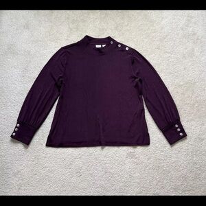 Chicos Shoulder Cuff Buttons Top Plum Long Sleeve Blouse Women's Size 3 (XL)